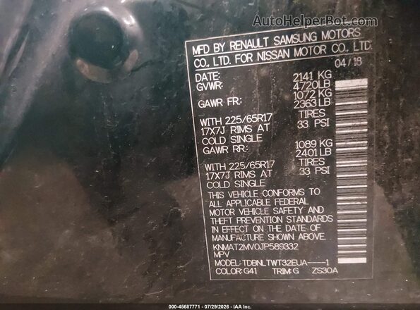 KNMAT2MV0JP589332 2018 NISSAN ROGUE Black Engine compartment view