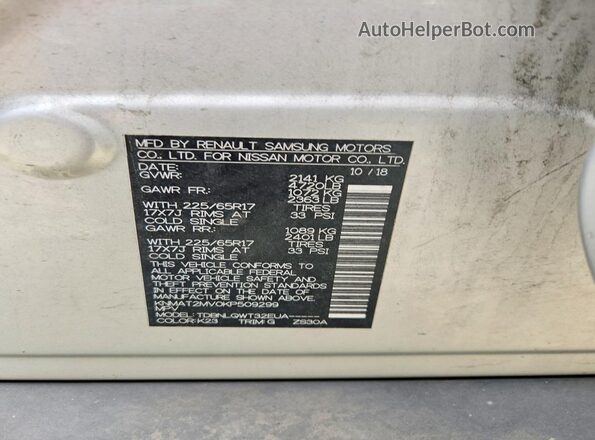 KNMAT2MV0KP509299 2019 NISSAN ROGUE Silver Vista del compartimento del motor