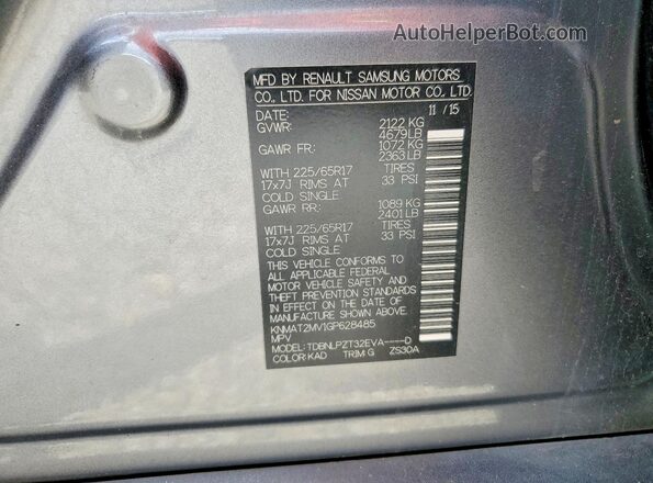 KNMAT2MV1GP628485 2016 NISSAN ROGUE Gray Engine compartment view