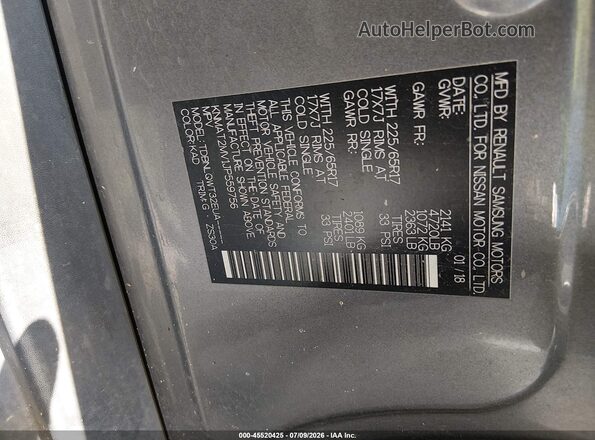 KNMAT2MV1JP559756 2018 NISSAN ROGUE Gray Вид підкапотного простору