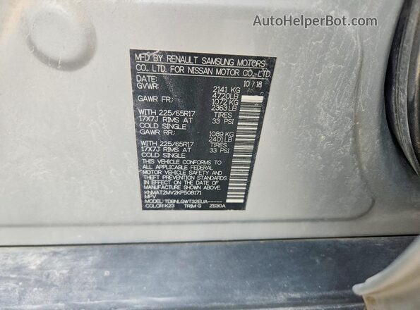 KNMAT2MV2KP508171 2019 NISSAN ROGUE Silver Widok wnętrza 360 stopni