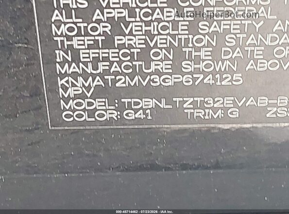 KNMAT2MV3GP674125 2016 NISSAN ROGUE Black Widok komory silnika
