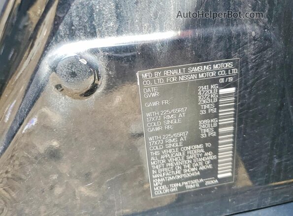 KNMAT2MV3KP530454 2019 NISSAN ROGUE Черный Вид наклейки с VIN-кодом