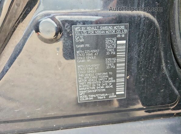 KNMAT2MV4GP737281 2016 NISSAN ROGUE Black VIN կոդի պիտակի տեսք