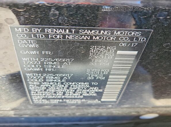 KNMAT2MV4HP594429 2017 NISSAN ROGUE Black VIN կոդի պիտակի տեսք
