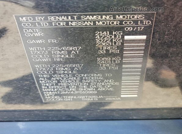 KNMAT2MV4JP510969 2018 NISSAN ROGUE Black Շարժիչի բաժամունքի տեսք