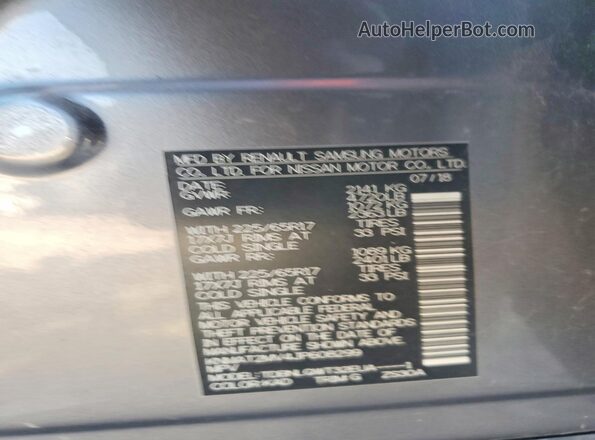 KNMAT2MV4JP608299 2018 NISSAN ROGUE Серый Вид наклейки с VIN-кодом