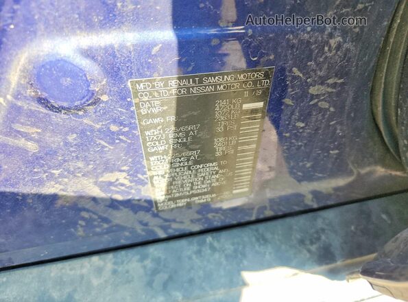 KNMAT2MV5LP531347 2020 NISSAN ROGUE Blue Вид наклейки з VIN-кодом