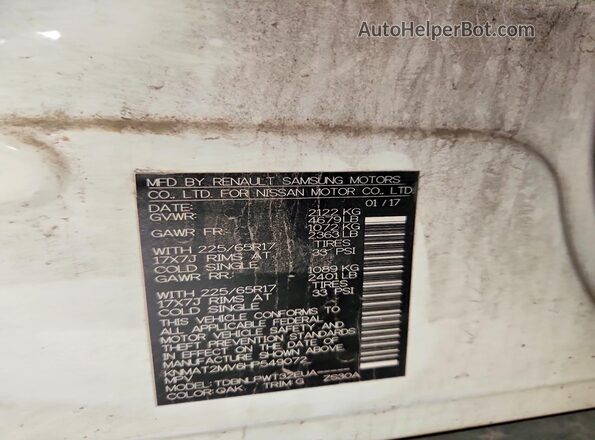 KNMAT2MV6HP549072 2017 NISSAN ROGUE White 360 interior view