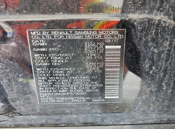 KNMAT2MV6HP573260 2017 NISSAN ROGUE Charcoal VIN sticker view