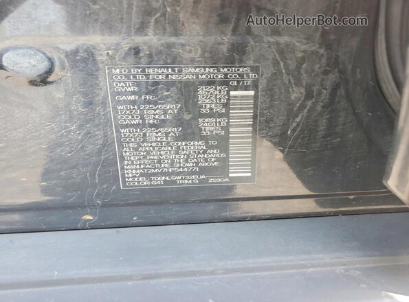 KNMAT2MV7HP544771 2017 NISSAN ROGUE Black Widok naklejki z numerem VIN