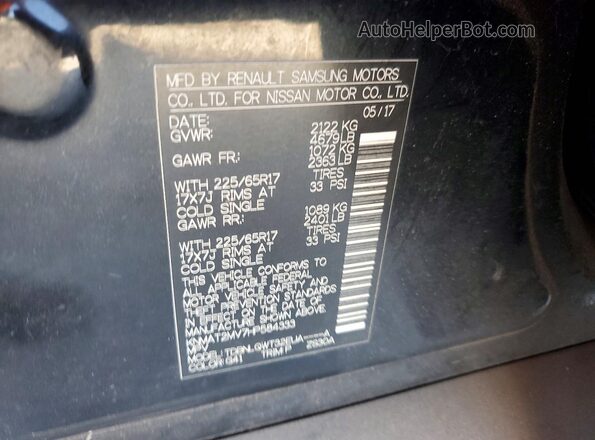 KNMAT2MV7HP584333 2017 NISSAN ROGUE Black VIN sticker view