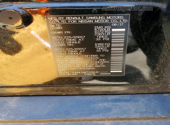 KNMAT2MV7JP501859 2018 NISSAN ROGUE Black Widok komory silnika