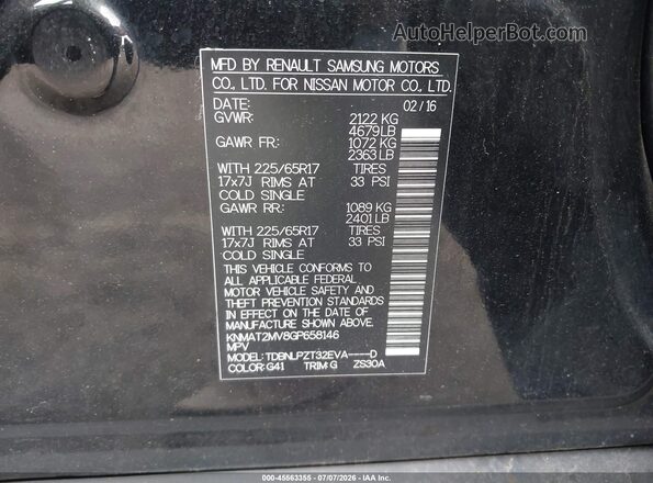 KNMAT2MV8GP658146 2016 NISSAN ROGUE Black Engine compartment view