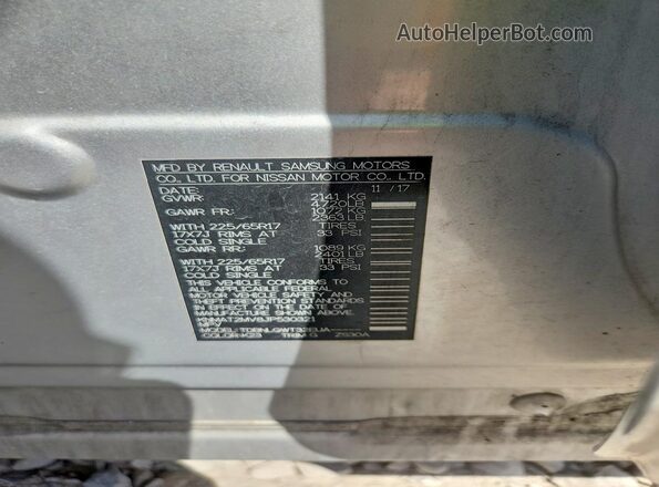 KNMAT2MV8JP530321 2018 NISSAN ROGUE Silver VIN կոդի պիտակի տեսք