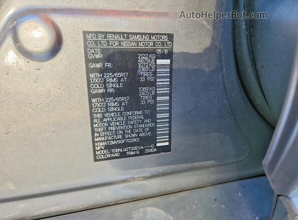 KNMAT2MV9GP702901 2016 NISSAN ROGUE Charcoal VIN sticker view