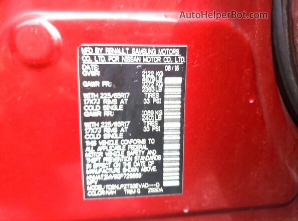 KNMAT2MV9GP729659 2016 NISSAN ROGUE Brown VIN sticker view