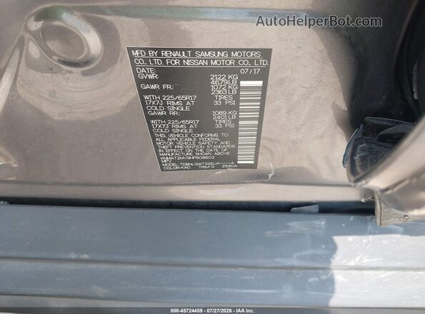 KNMAT2MV9HP608602 2017 NISSAN ROGUE Gray Вид підкапотного простору