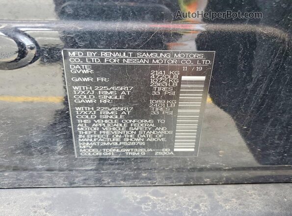 KNMAT2MV9LP528791 2020 NISSAN ROGUE Black Widok naklejki z numerem VIN