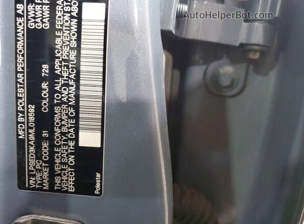 LPSED3KA9ML018592 2021 POLESTAR 2 Серый Вид наклейки с VIN-кодом