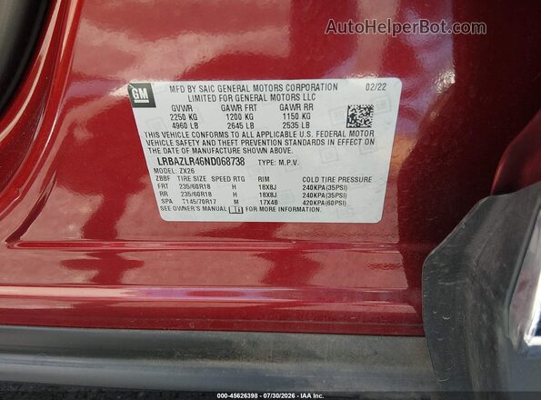 LRBAZLR46ND068738 2022 BUICK ENVISION Red Engine compartment view