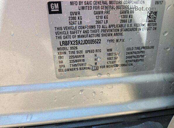 LRBFX2SA2JD005622 2018 BUICK ENVISION Silver სალონის 360-გრადუსიანი ხედი