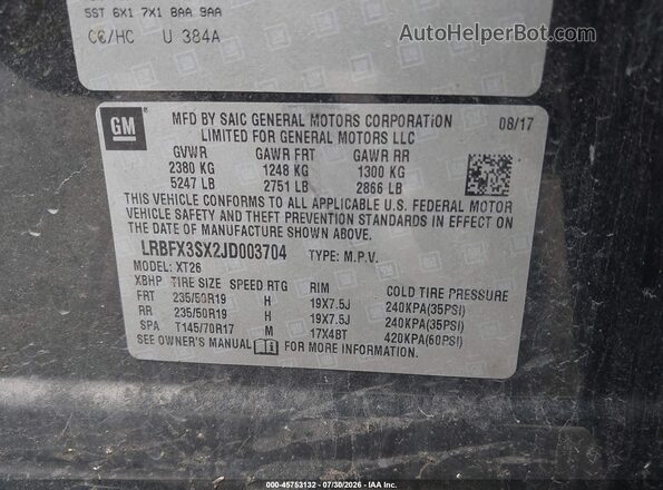 LRBFX3SX2JD003704 2018 BUICK ENVISION Black ძრავის განყოფილების ხედი