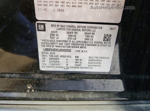 LRBFX4SX5JD002603 2018 BUICK ENVISION Black Widok komory silnika