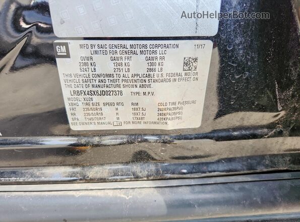 LRBFX4SX6JD027378 2018 BUICK ENVISION Black Вид наклейки з VIN-кодом