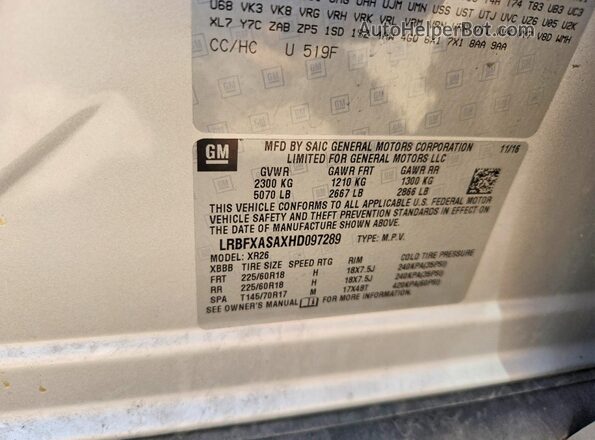 LRBFXASAXHD097289 2017 BUICK ENVISION Silver Շարժիչի բաժամունքի տեսք