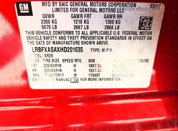 LRBFXASAXHD201635 2017 BUICK ENVISION Red Вид підкапотного простору