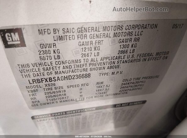 LRBFXBSA0HD236688 2017 BUICK ENVISION Gray Engine compartment view