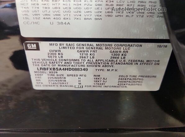 LRBFXBSA4HD088349 2017 BUICK ENVISION Black Widok komory silnika