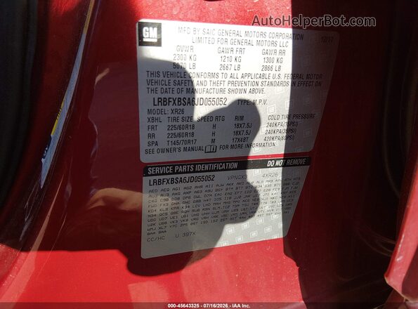 LRBFXBSA6JD055052 2018 BUICK ENVISION Красный Вид подкапотного пространства
