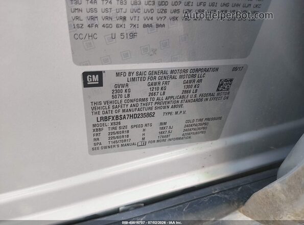 LRBFXBSA7HD235862 2017 BUICK ENVISION Silver Engine compartment view