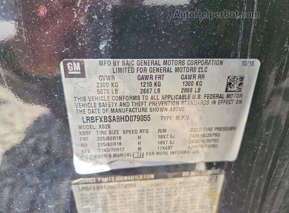 LRBFXBSA8HD079055 2017 BUICK ENVISION Black Vista del compartimento del motor