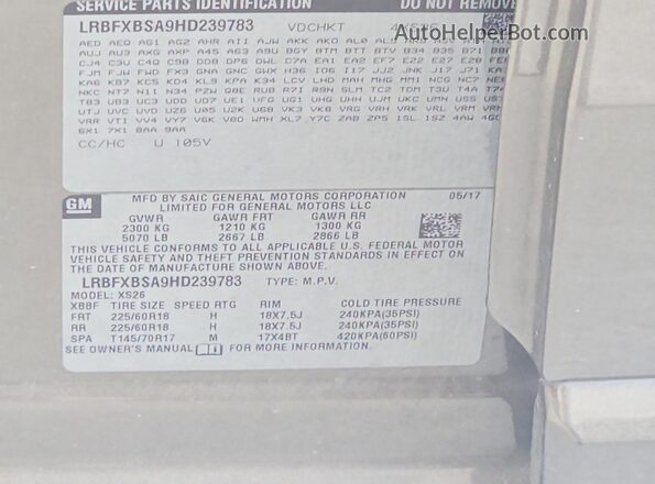 LRBFXBSA9HD239783 2017 BUICK ENVISION Gray Engine compartment view