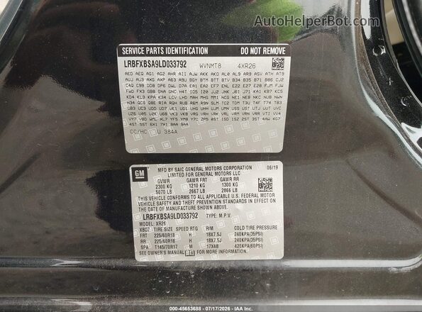 LRBFXBSA9LD033792 2020 BUICK ENVISION Black Widok komory silnika