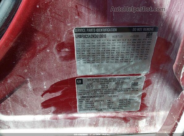 LRBFXCSA2KD013615 2019 BUICK ENVISION Maroon Engine compartment view