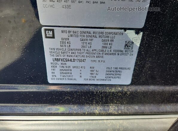 LRBFXCSA4LD179247 2020 BUICK ENVISION Blue VIN sticker view