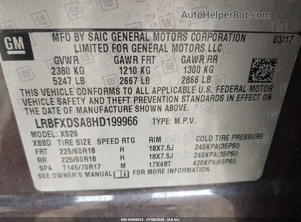 LRBFXDSA8HD199966 2017 BUICK ENVISION Burgundy Widok komory silnika