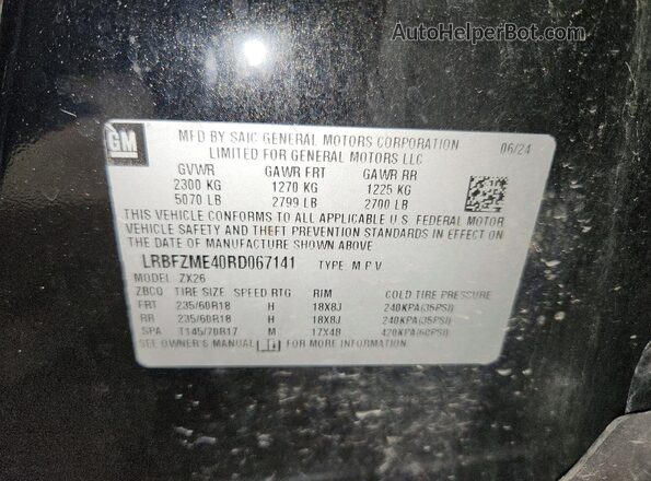 LRBFZME40RD067141 2024 BUICK ENVISION Black VIN sticker view