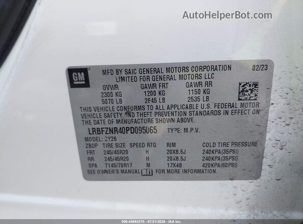 LRBFZNR40PD095065 2023 BUICK ENVISION White ძრავის განყოფილების ხედი
