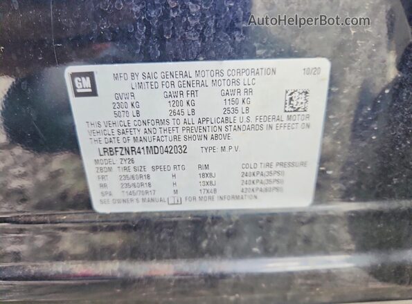 LRBFZNR41MD042032 2021 BUICK ENVISION Black Vista del compartimento del motor