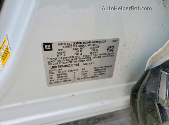 LRBFZNR44MD167588 2021 BUICK ENVISION White Widok naklejki z numerem VIN