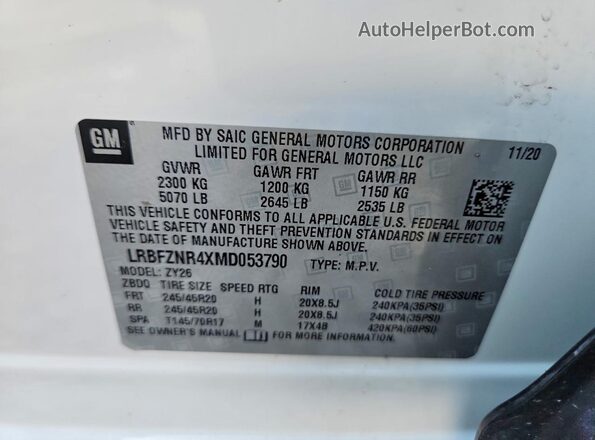 LRBFZNR4XMD053790 2021 BUICK ENVISION White Панорамний вид салону 360°