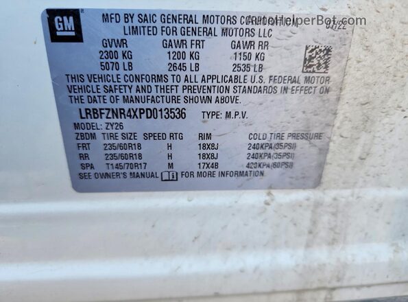LRBFZNR4XPD013536 2023 BUICK ENVISION White Widok komory silnika