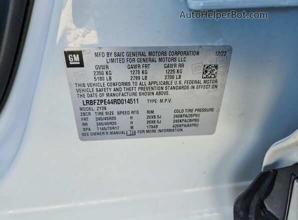 LRBFZPE44RD014511 2024 BUICK ENVISION White Вид наклейки з VIN-кодом