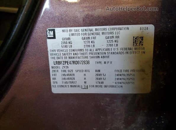 LRBFZPE47RD072838 2024 BUICK ENVISION Brown Շարժիչի բաժամունքի տեսք