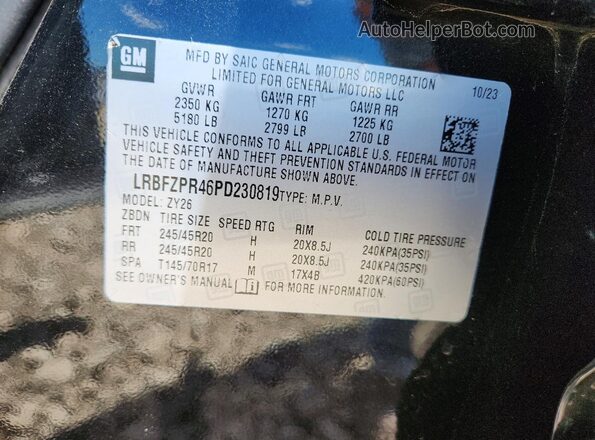 LRBFZPR46PD230819 2023 BUICK ENVISION Black VIN sticker view